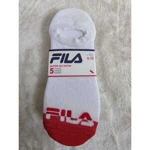 Fila Womens Super No Show Socks 5 Pair Pack 43FL358317TA-WHT